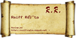 Reiff Réta névjegykártya